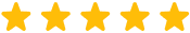 Five gold stars representing a five-star rating for Moorhead Dental Associates.