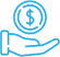 Hand holding coin with dollar sign symbol, representing dental payment or financial services.